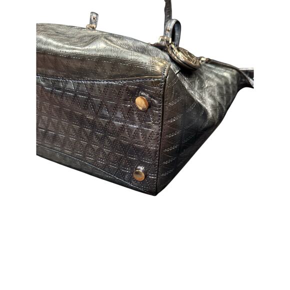 Michael Kors Voyager Blue Gunmetal Embossed Leather Large Tote - Picture 3 of 6